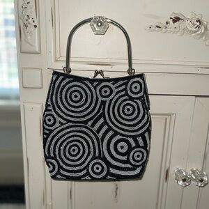 Black and White beaded vintage Women's Bag